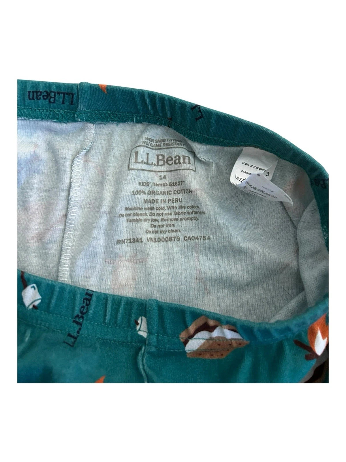 L.L. Bean S'mores Pajama Set Shorts and Short Sleeve Size 14