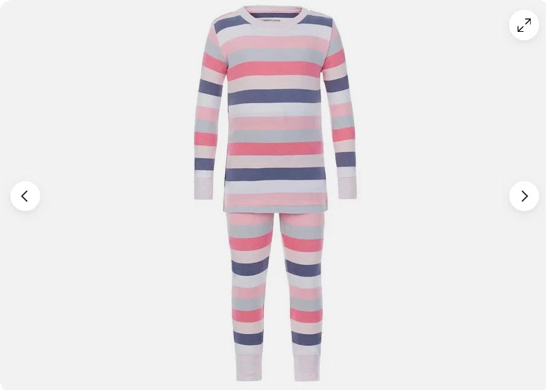 Kirkland Signature kids’ SLOTH AND STRIPE 4 Pc Pajama Set(PINKS/GRAY 3T)NWT