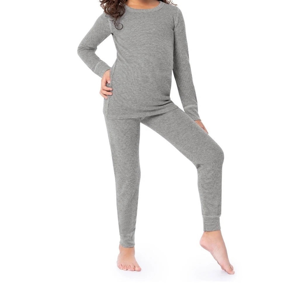 Athletic Works Two Piece Pajama Set Girls XXL (18) Grey Thermal Underwear Set