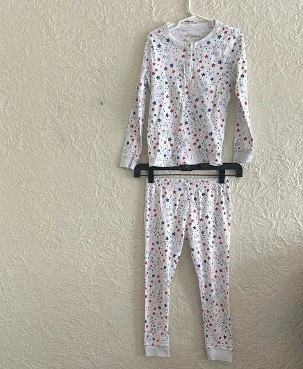 Petidoux Red White Blue Star Pattern Children’s Pajama Set Top Bottom 8