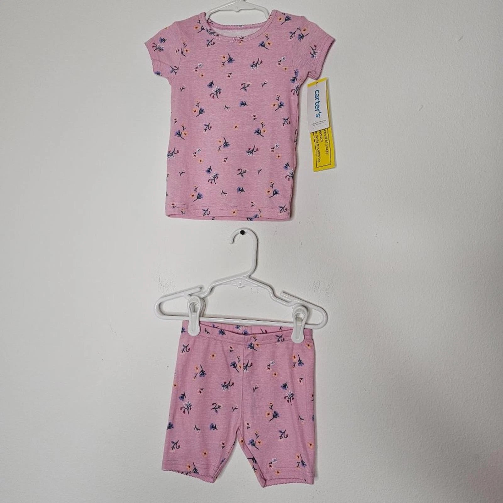 NWT Carter's Toddler Pink/Flowered 2 Piece Set-Pajamas/Shorts Size 2T