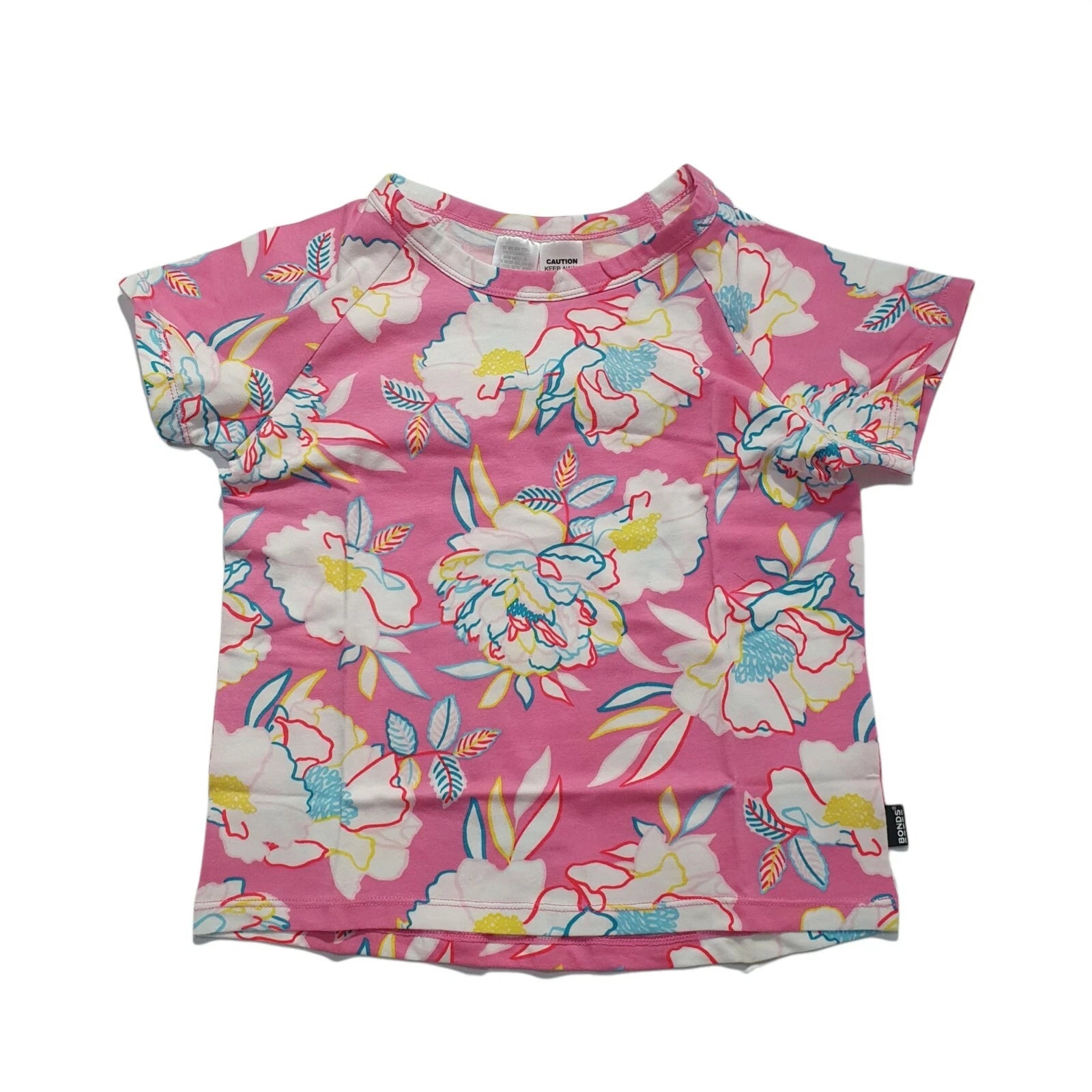 Bonds Kids Size 4 PJ Kids Sleep Short Set Girls Pink with Flowers print