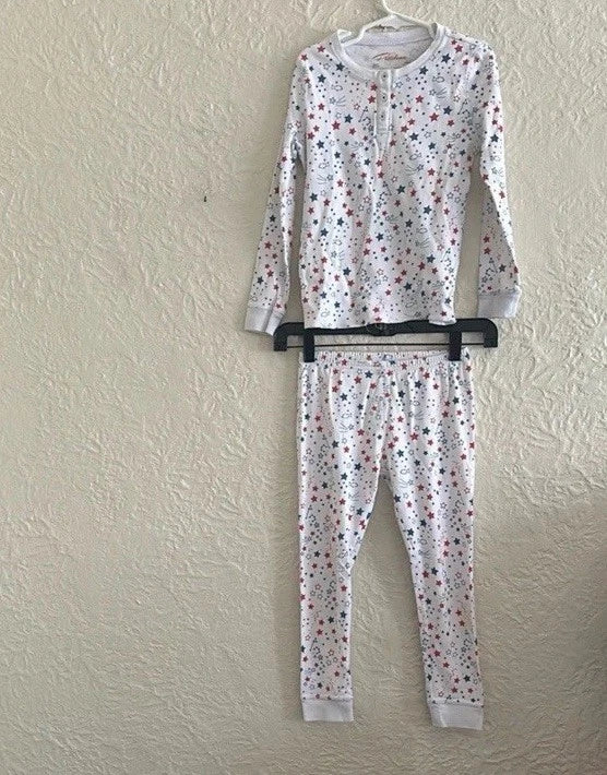 Petidoux Red White Blue Star Pattern Children’s Pajama Set Top Bottom 8