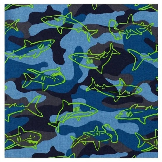 KIRKLAND BOYS 4 PC SHARK/STRIPE PAJAMA SET (BLUE/GRAY/GREEN 4T)NWT