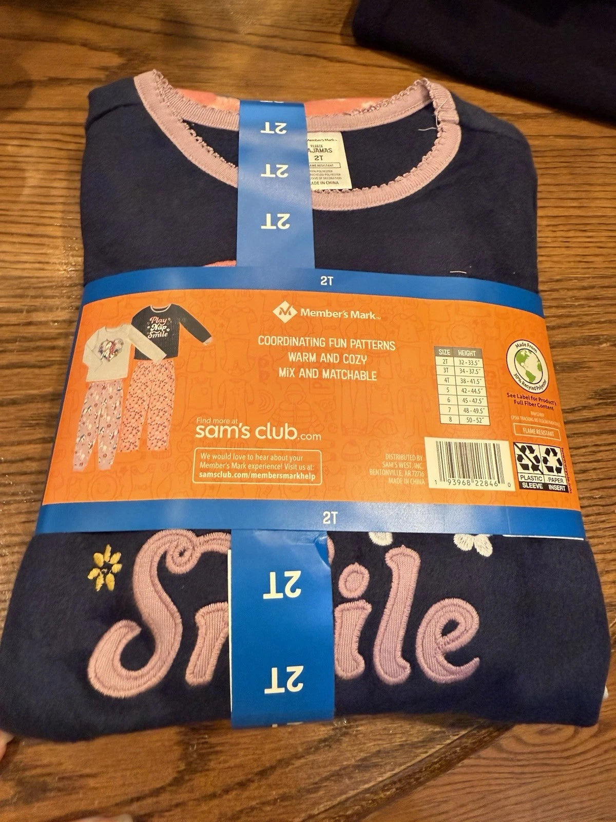 NWT  Member's Mark Girls Fleece 4 Pc Pajama Set  Size 2T