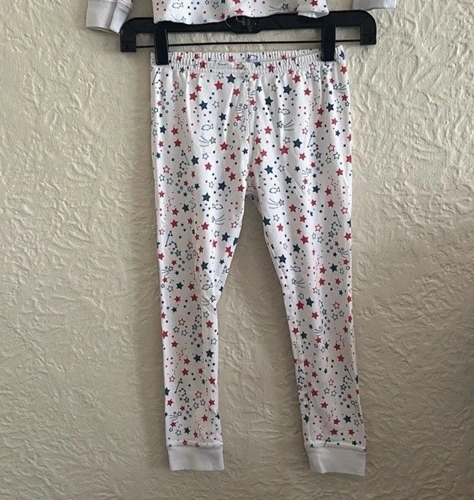 Petidoux Red White Blue Star Pattern Children’s Pajama Set Top Bottom 8