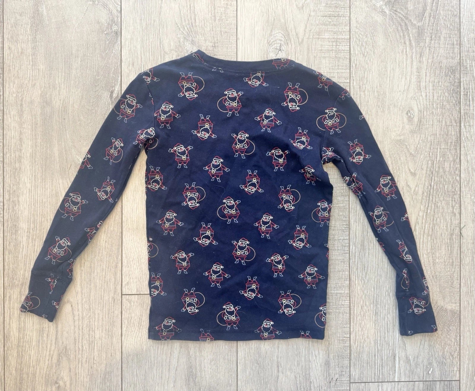 Gap Kids Sz 10 Kids Santa Claus Pajamas PJs Christmas Holidays Blue 2 Pieces