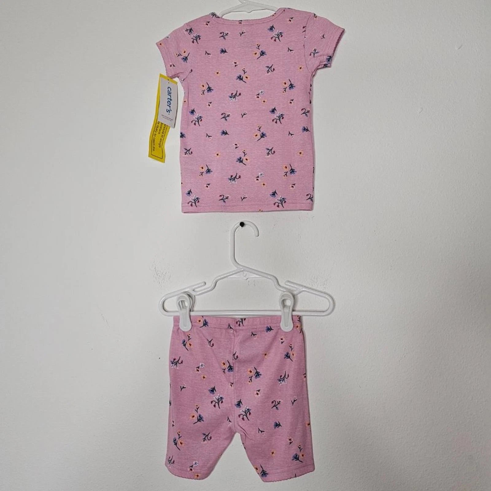 NWT Carter's Toddler Pink/Flowered 2 Piece Set-Pajamas/Shorts Size 2T