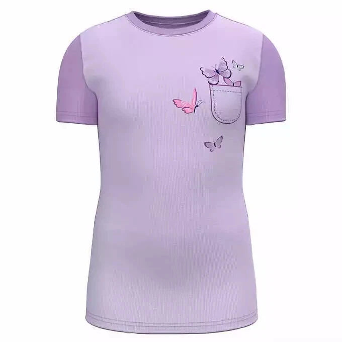 NEW Kirkland Signature Girls 4-Piece Cotton Pajama Set, Purple Butterfly, Size 6