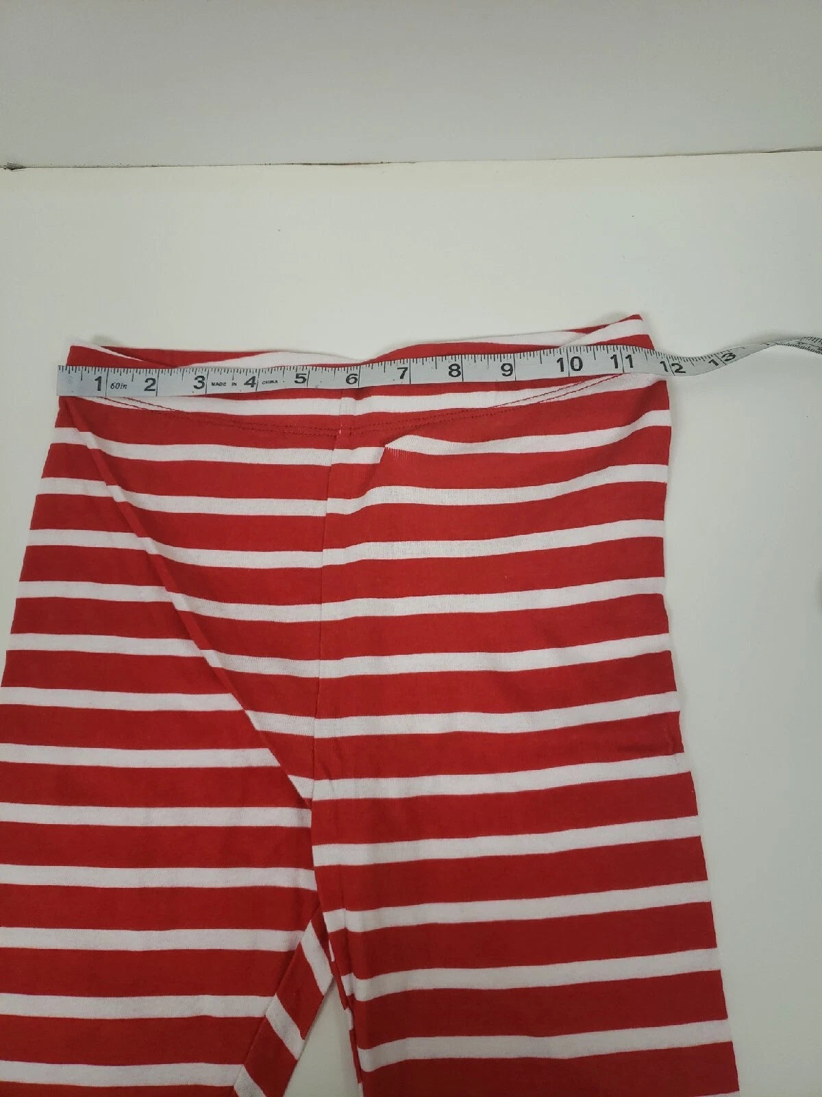 Unbranded Kids 2 Pc Red & White Striped Pajama Set Cotton Elastic Sz 10 NWT