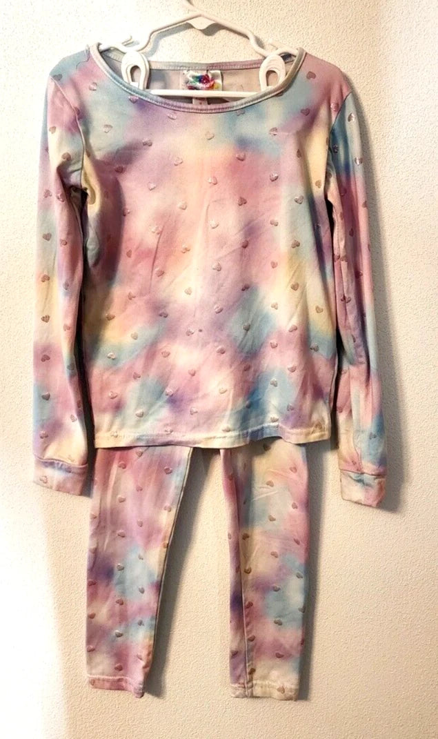 bmagical by btween Girl's 8 Multi Color Pajama Set Glittery Hearts EUC K/110