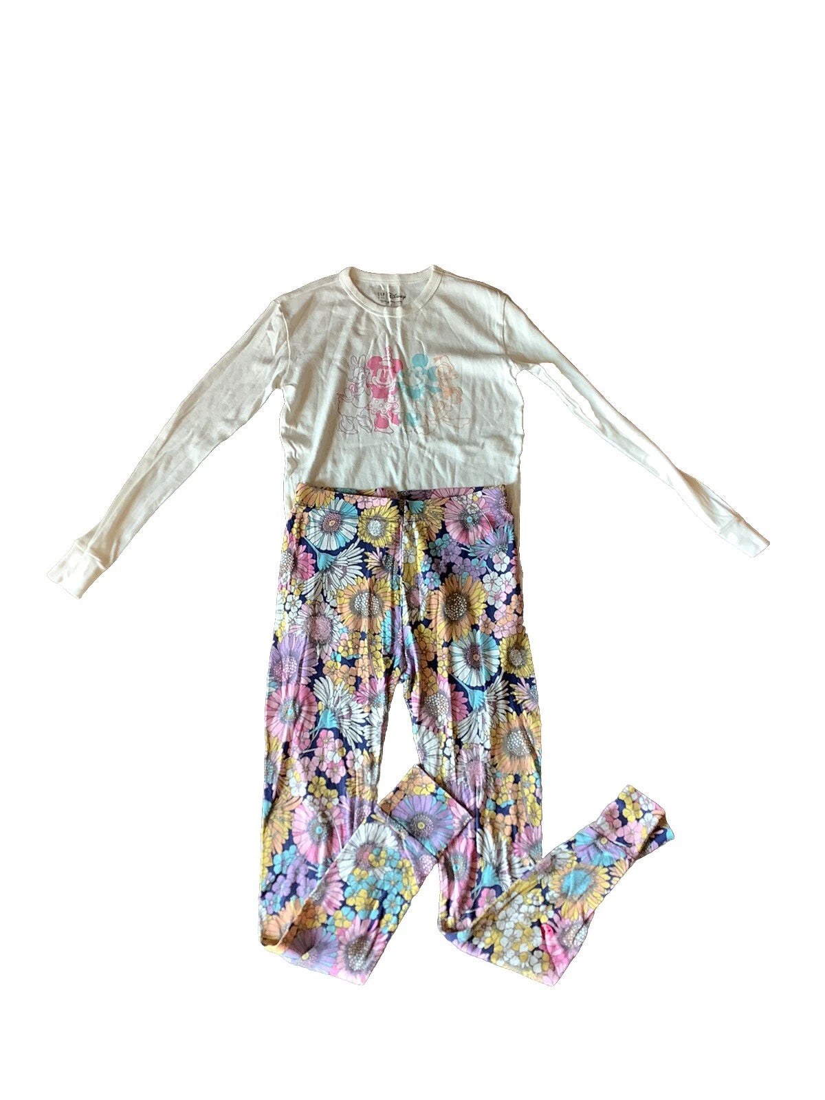 Gap Disney Pajama Set Youth Girl Size XL X-Large 14 16 Purple Pink Flowers Soft