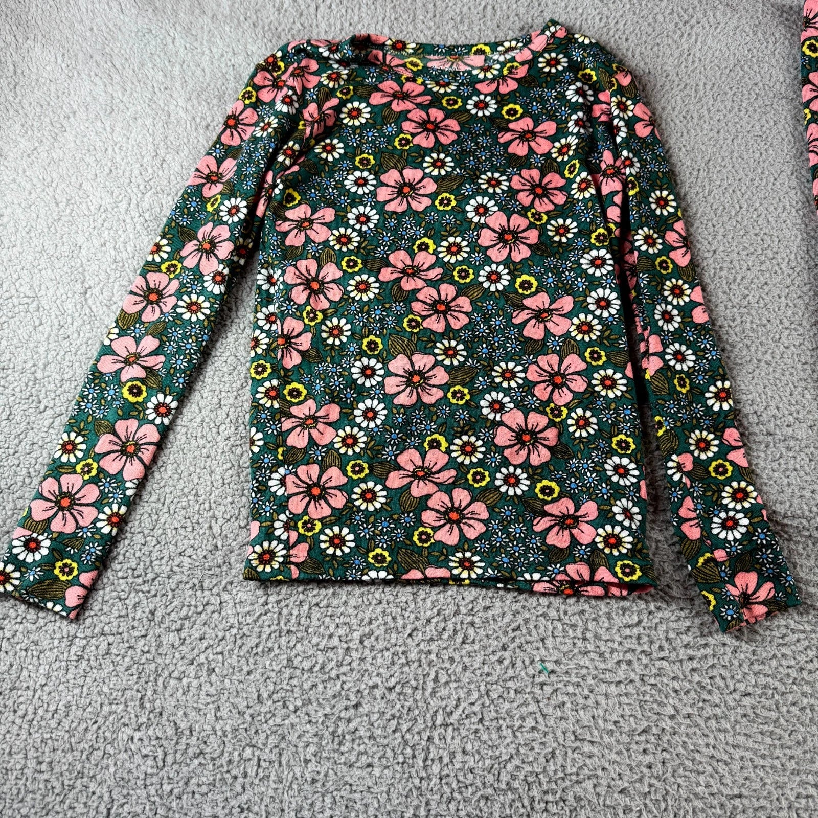 Cat & Jack Green Multicolor Girls Size 14 Floral Stretch Sleepwear Pajama Set