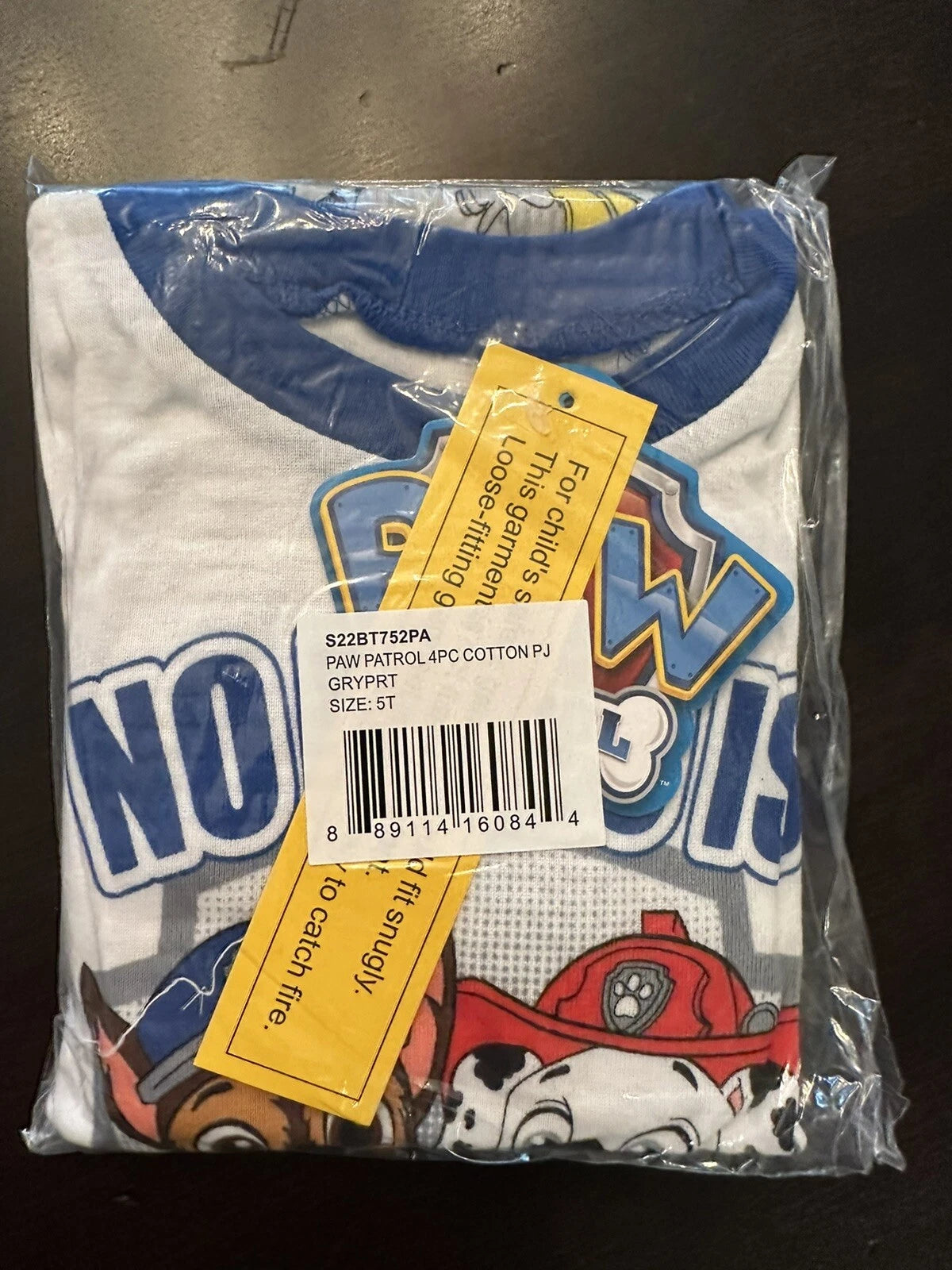 5T: Paw Patrol Boys Pajama Set 4-Piece Cotton Sleepwear Set Grey Print FREE SHIP