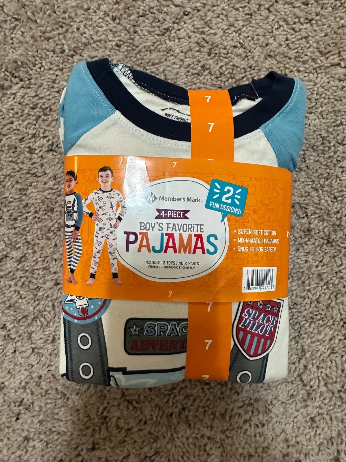 boys 4 pieces pajamas sets  size 7