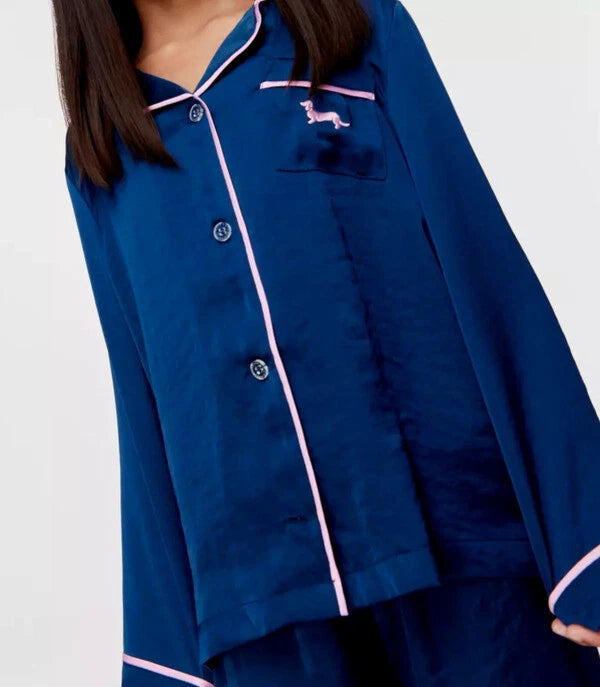 NWT PETER ALEXANDER GIRLS NAVY SATIN PYJAMA SET SIZE 5