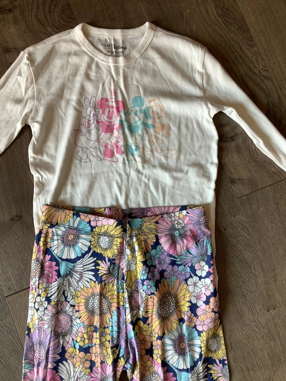 Gap Disney Pajama Set Youth Girl Size XL X-Large 14 16 Purple Pink Flowers Soft