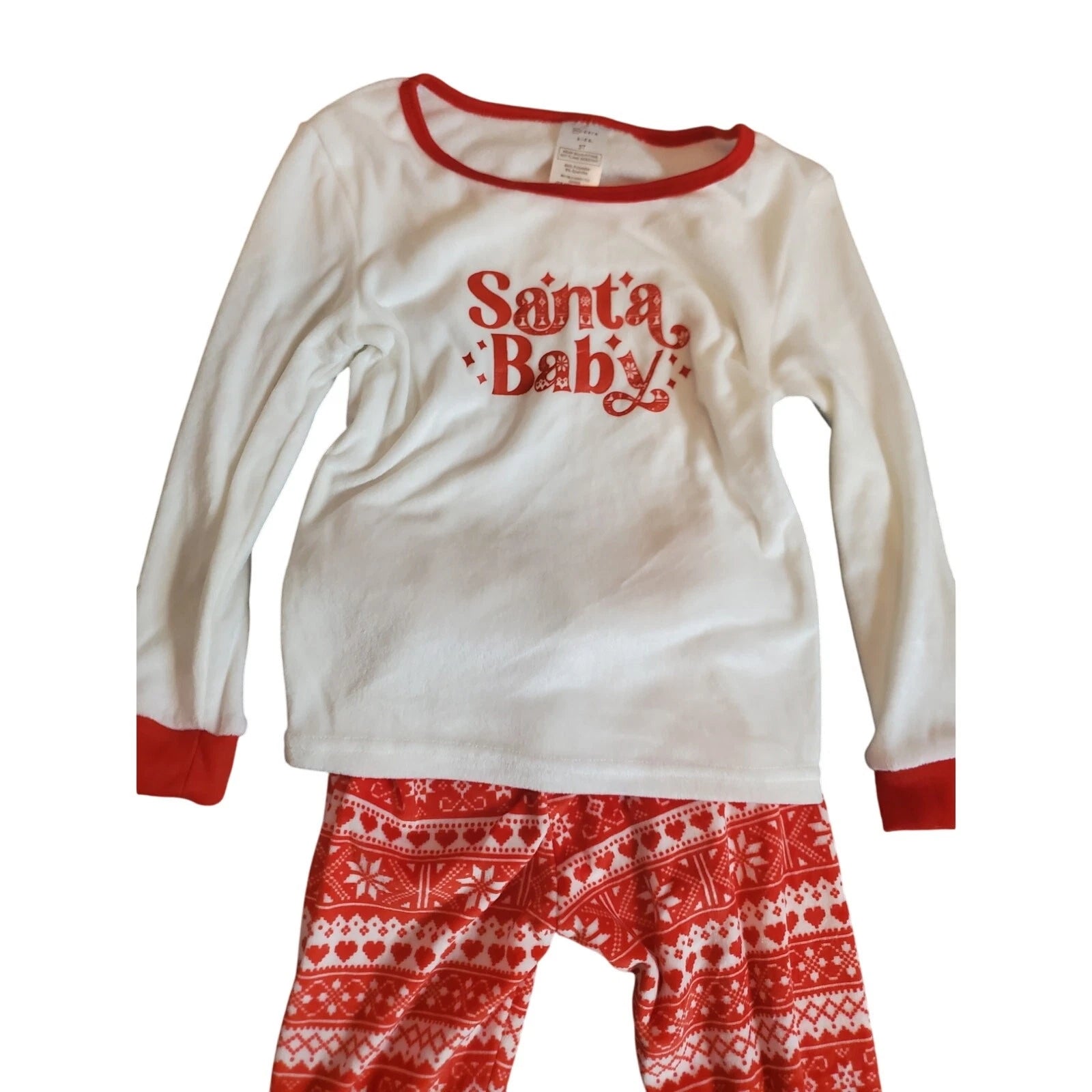 Modern Kids Two Piece Santa Baby Fleece Pajama Set, NWOT, 3T