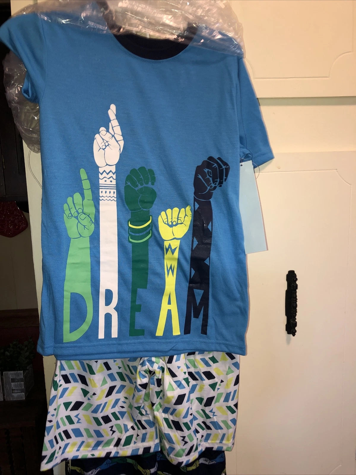 Boys 3pc Pajama Set M Medium 8 / 10 Dream Hand Sign Language Pjs NEW