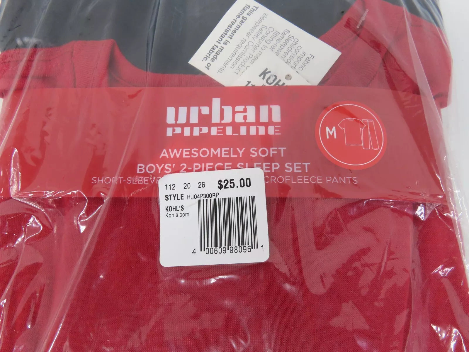 KOHL'S URBAN PIPELINE BOYS 2 PIECE SLEEP SET M 10/12 RED COLOR