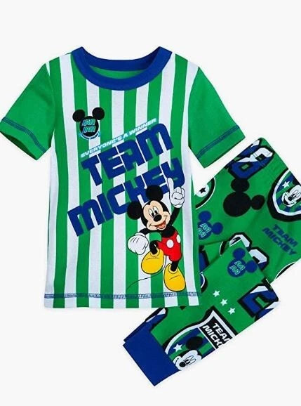 NEW Disney Mickey Mouse and Friends Pajama PAL Set Green Football NWT Size 4
