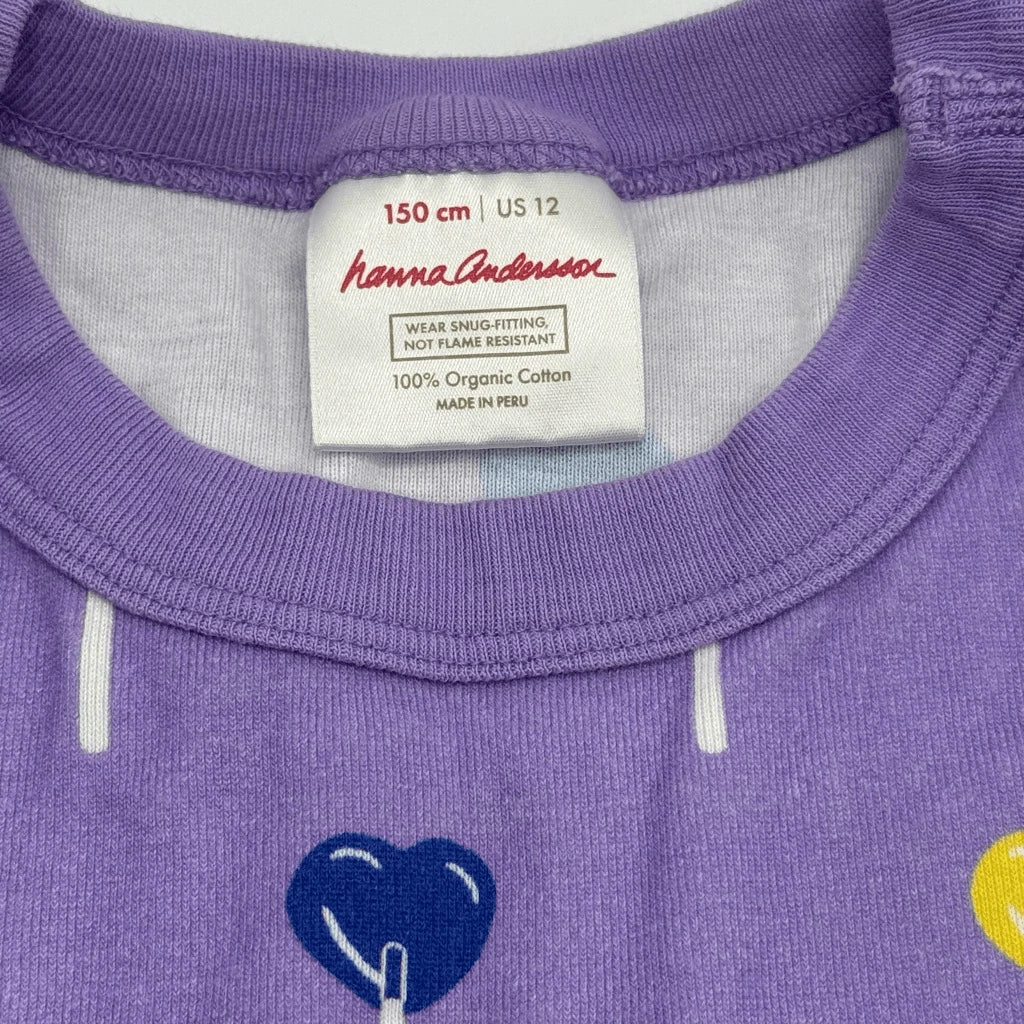 Hanna Andersson Long Johns Pajama Set Lollipops Hearts - Kids US 12 / EU 150cm