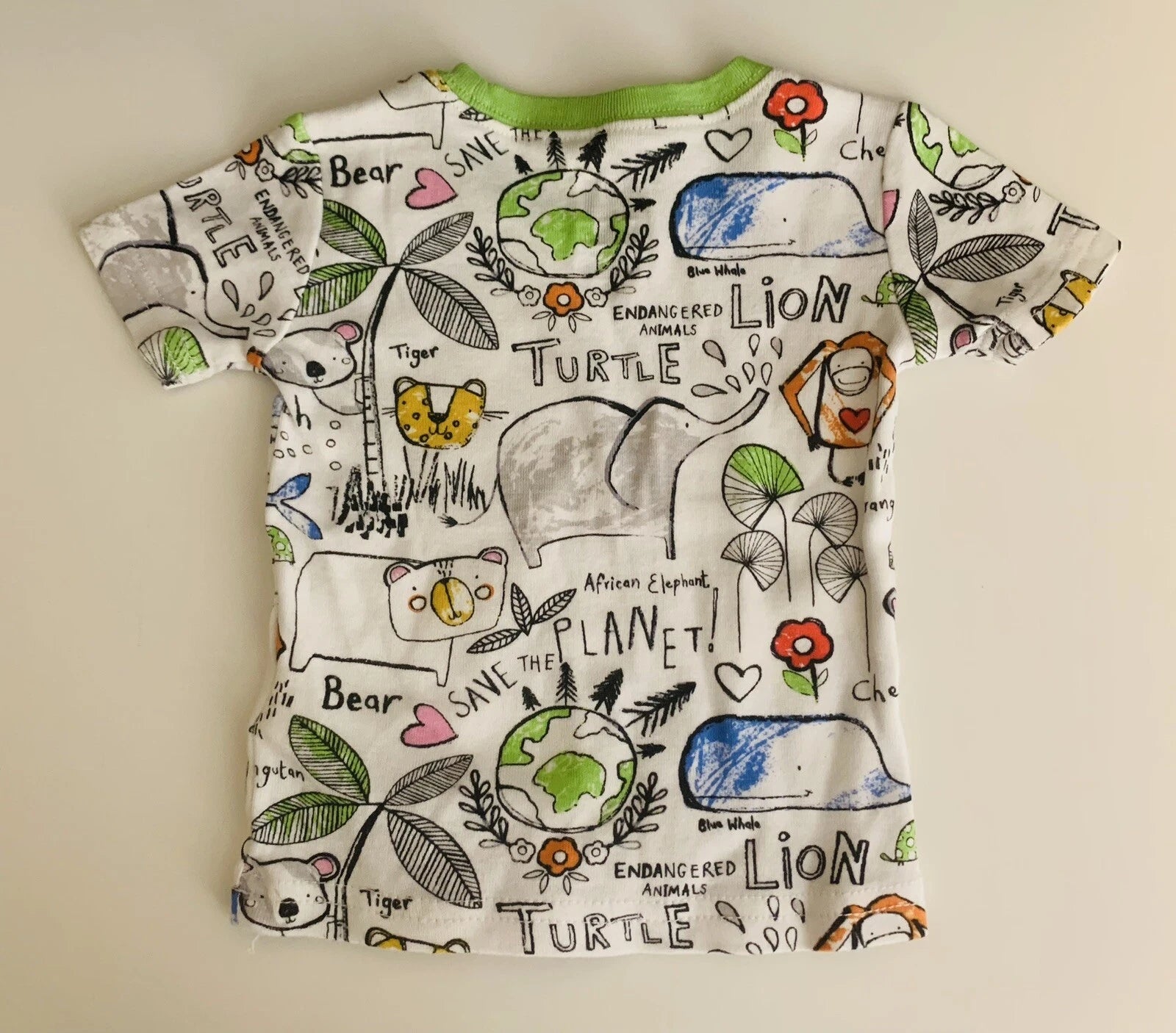 Children's Place PJ 9-12 month Pajamas top pants 2 pc set Save the Planet animal