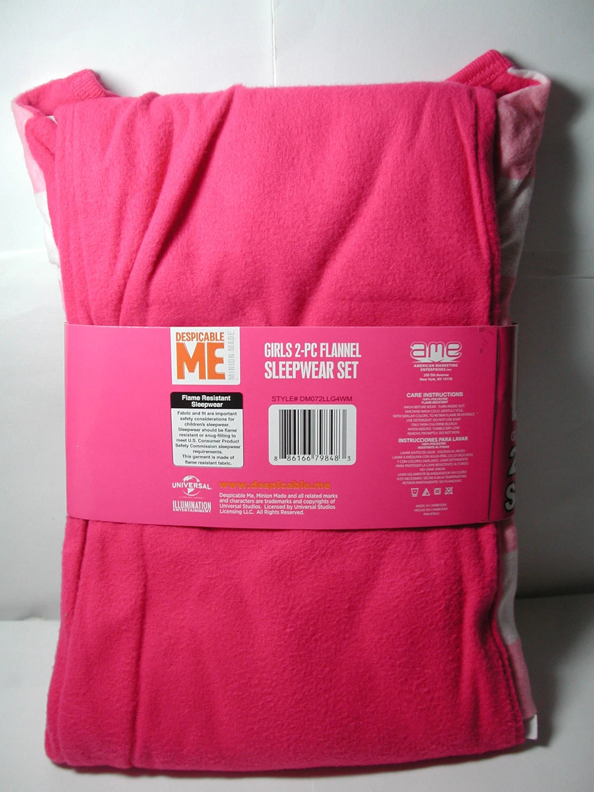 New Girls DESPICABLE ME Minions 2 pc  Pink Flannel Pajamas Sleepwear Set 4/5