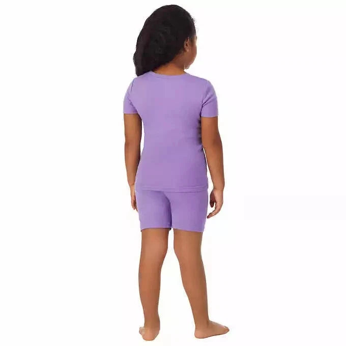 NEW Kirkland Signature Girls 4-Piece Cotton Pajama Set, Purple Butterfly, Size 6