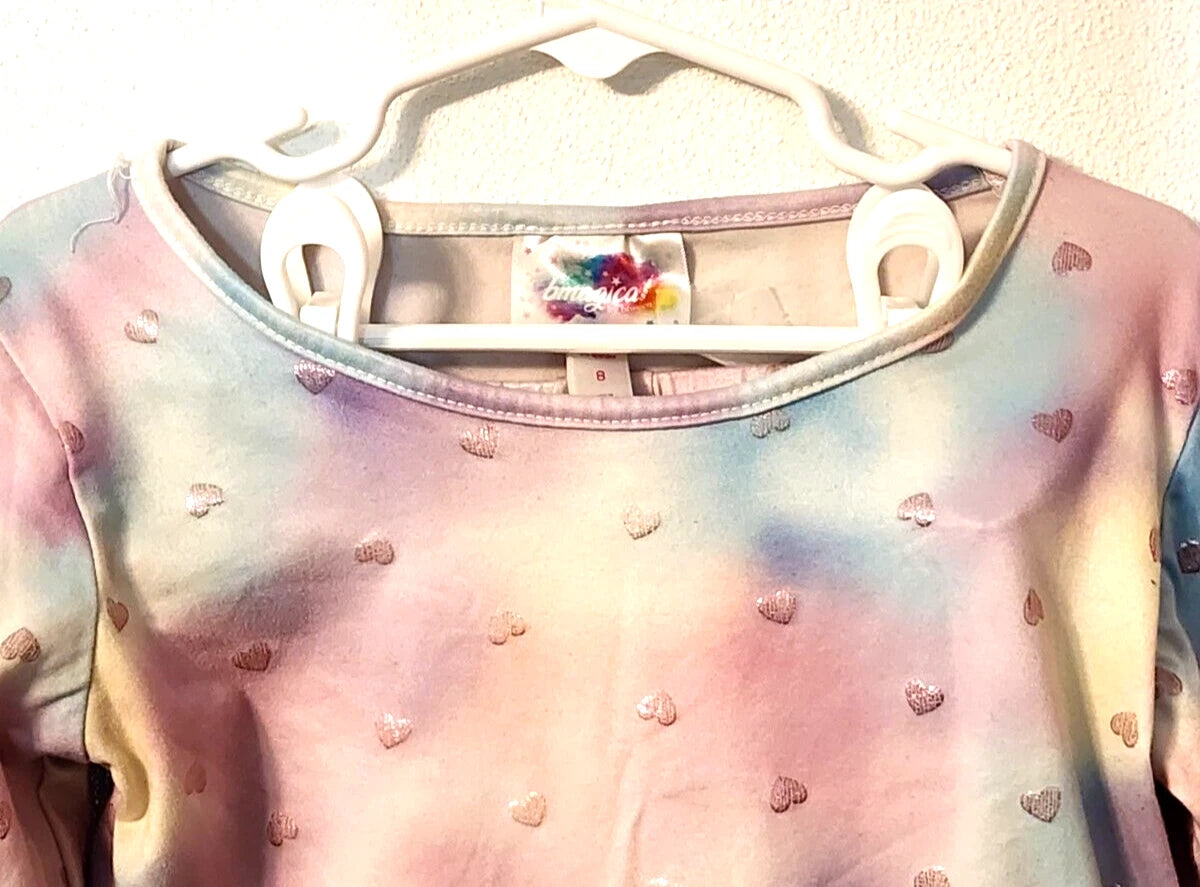 bmagical by btween Girl's 8 Multi Color Pajama Set Glittery Hearts EUC K/110