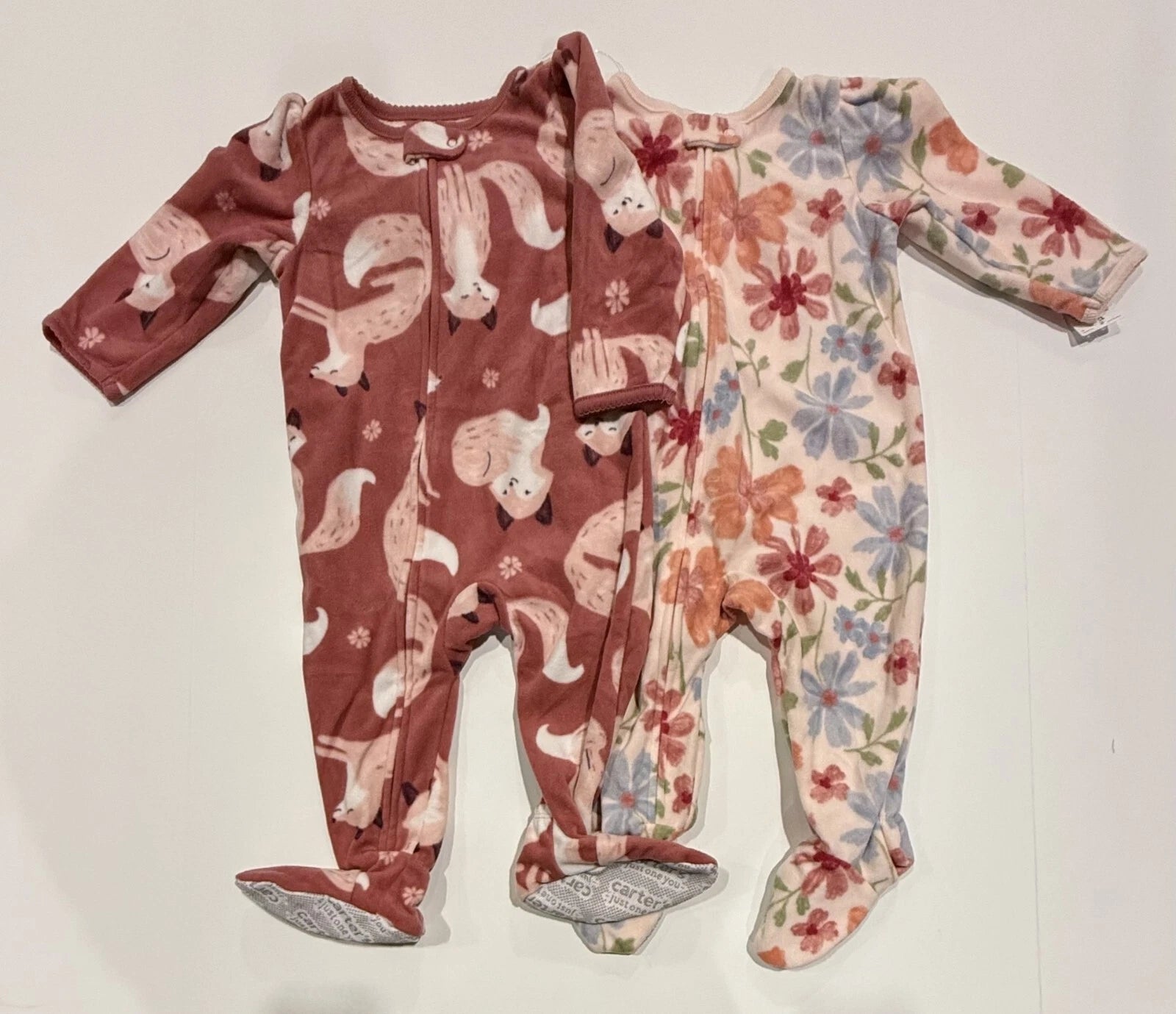 Carter's Just One You Toddler Girls' 2pk Fox and Floral Fleece Footed Pajama 12M