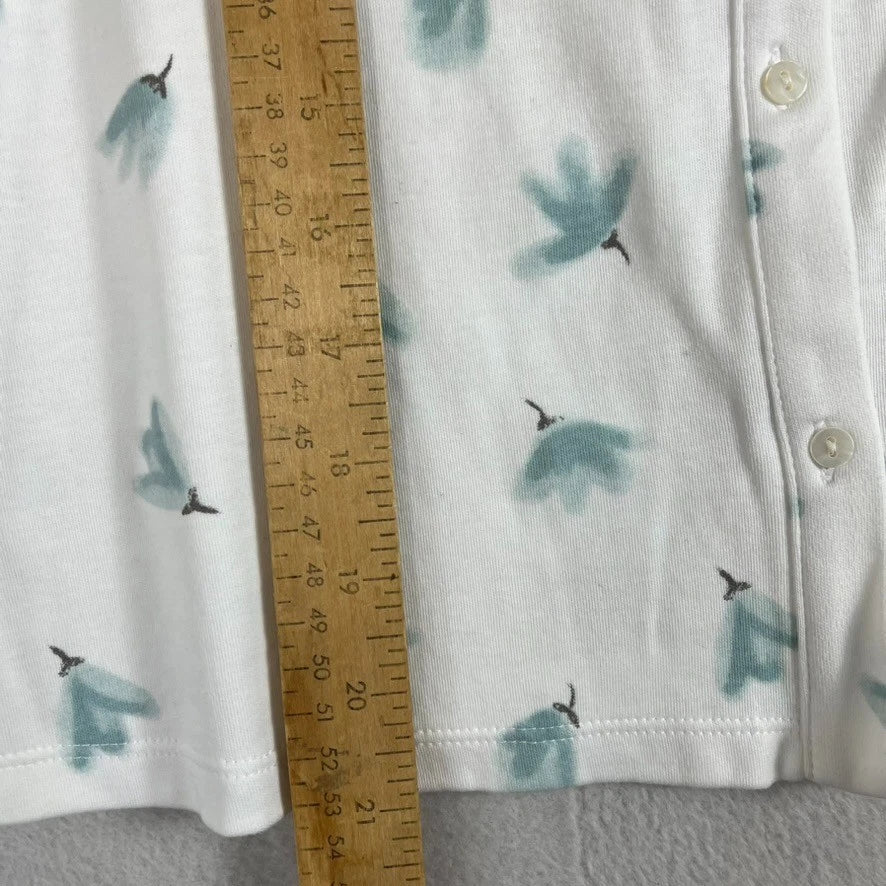 Cotton Juice Pajama Set Children's Size 11-12 White w/ Blue Leaves & Bows
