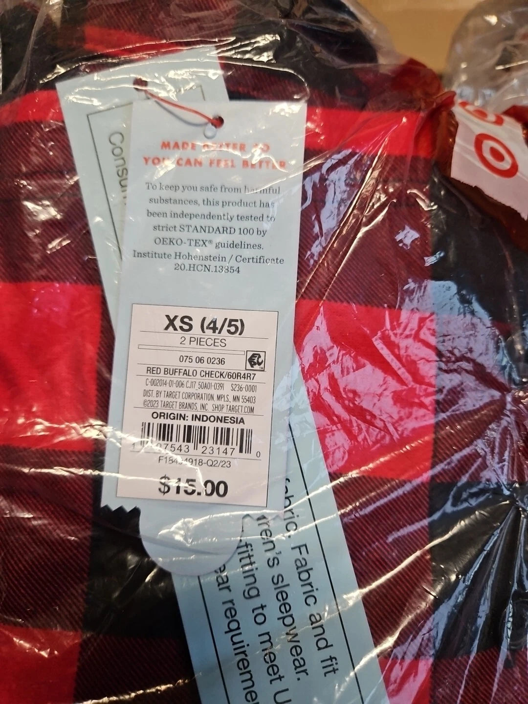 Kids' 2pc Button Up Pajama Set Cat & Jack™ Red Check Size XS (4/5) Flame Resista