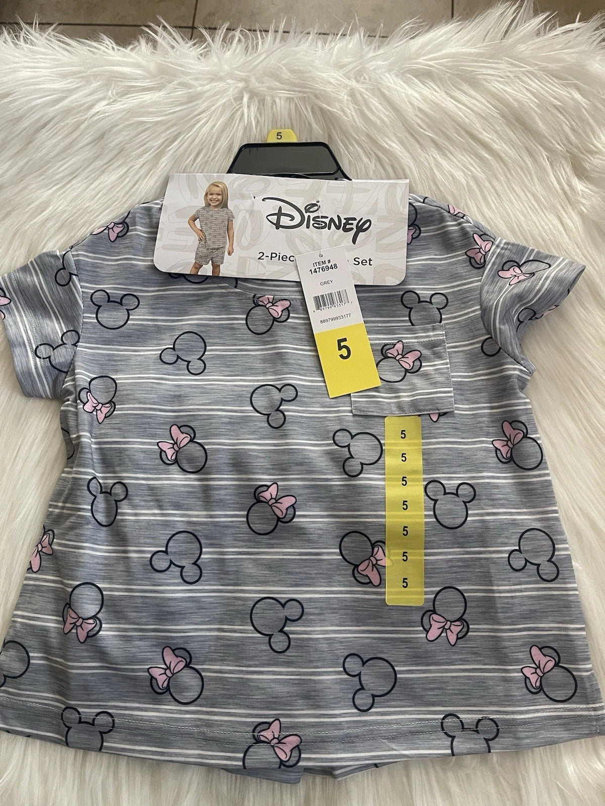 Disney Minnie Girls  Kids Pajama Set 2 Piece Set  Size 5 ~ New