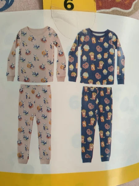 NWT  MEMBERS MARK GIRLS 4PC ORGANIC COTTON PAJAMA SET SIZE6 PANDA/DESSERTS