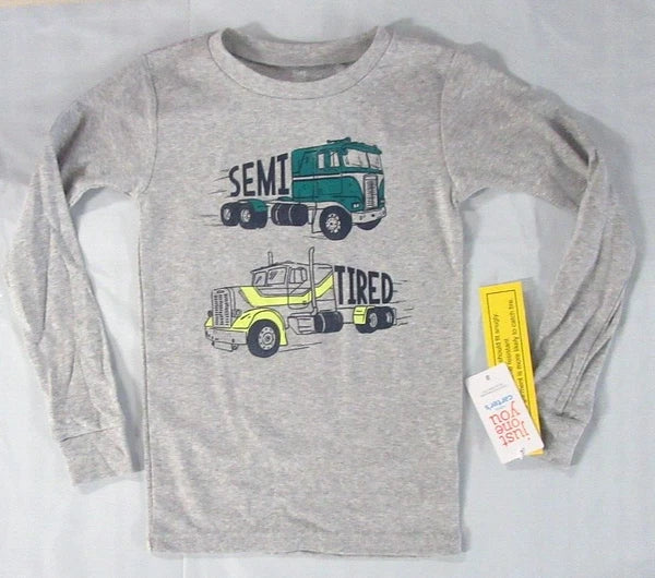 NEW MSRP $22 Boys Carter's 4 Piece TRUCKS Pajamas Set Green Blue Gray - Size 8