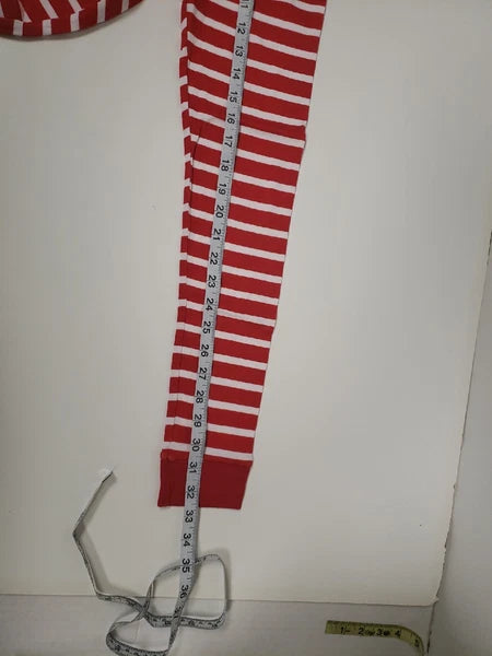 Unbranded Kids 2 Pc Red & White Striped Pajama Set Cotton Elastic Sz 10 NWT