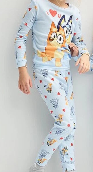 Girl’s BLUEY  " Love U That Much"  Top & Bottom Pajama Set Size 4 NWT