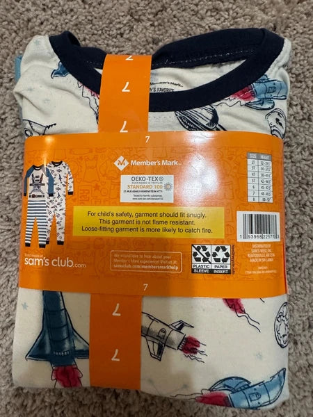 boys 4 pieces pajamas sets  size 7