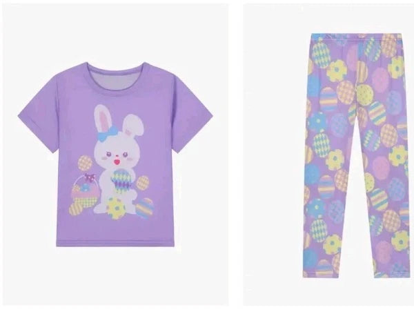 NEW 2 Piece Girls Easter Bunny & Egg Pajama Set Size 3-4 Yr.