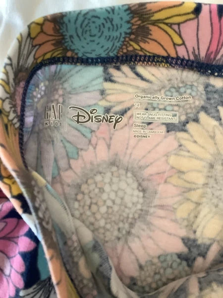 Gap Disney Pajama Set Youth Girl Size XL X-Large 14 16 Purple Pink Flowers Soft