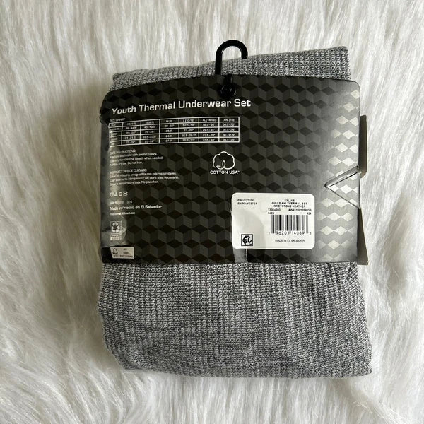 Athletic Works Two Piece Pajama Set Girls XXL (18) Grey Thermal Underwear Set