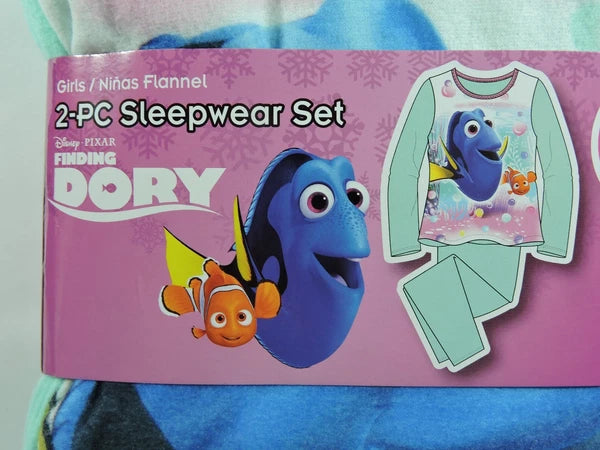 New Girls Disney FINDING DORY Nemo Flannel Pajamas 2 pc Sleep wear Set Size 4/5
