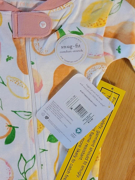 NEW Burt’s Bees Kids Fruit  Print 100% Organic Cotton Pajama Set - Size 18 Month
