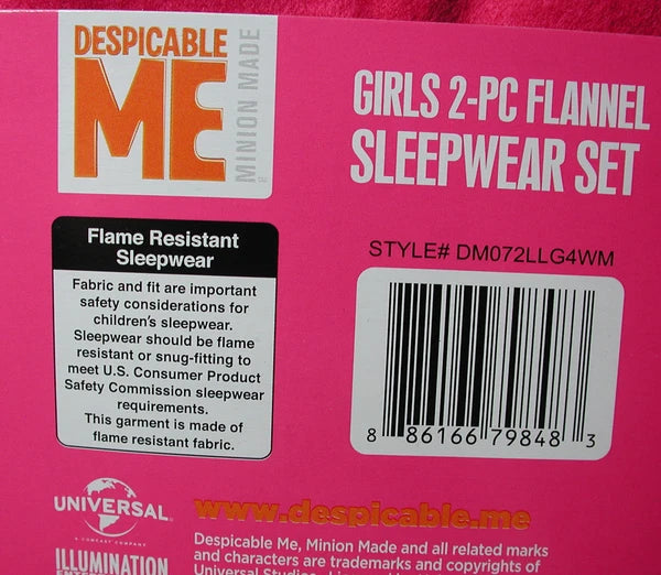 New Girls DESPICABLE ME Minions 2 pc  Pink Flannel Pajamas Sleepwear Set 4/5