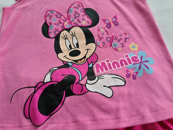 Disney Minnie Mouse Girls Pink Printed 2 Piece Pyjama Set Size 6 New