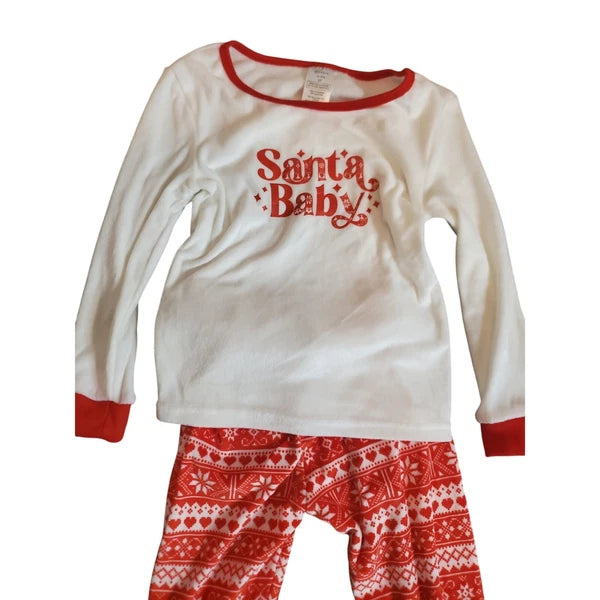 Modern Kids Two Piece Santa Baby Fleece Pajama Set, NWOT, 3T