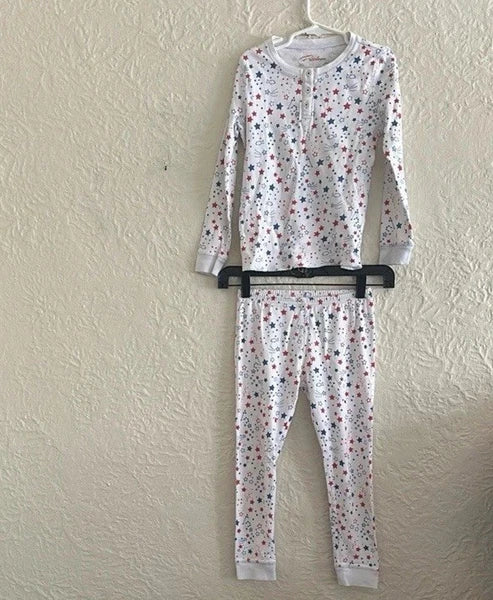 Petidoux Red White Blue Star Pattern Children’s Pajama Set Top Bottom 8