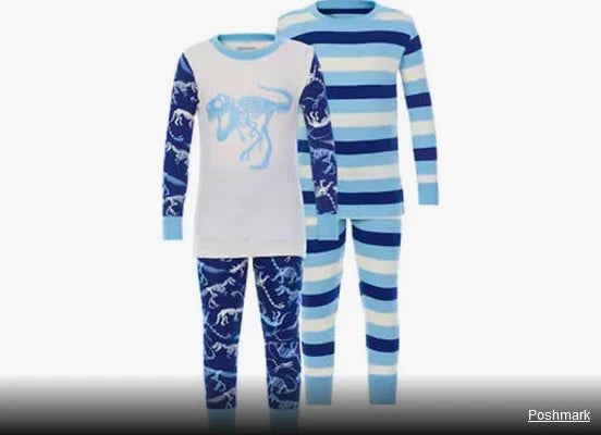 KIRKLAND BOYS 4 PC DINO/STRIPE PAJAMA SET (BLUES 10)NWT