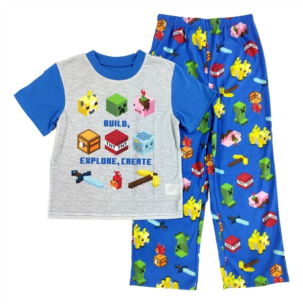 Minecraft Pajamas  Boys Medium 8 Lightweight Shirt Pants PJ Kids Gift Set